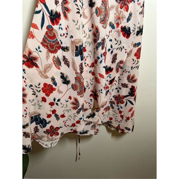 Love j Floral Beige and Red Wrap Dress Size Medium - Picture 5 of 6